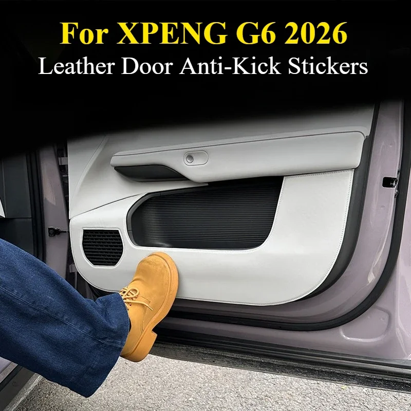 Door Anti-Kick Stickers - Self-Adhesive Leather Protectors Custom Fit For XPENG G6 2026 4PCS Interio Modification Accessories