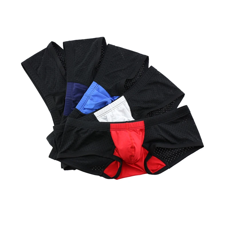 5PCS Sexy Men Underwear Boxers Breathable Holes Low Waist Patchwork Calzoncillos Hombre Slips Male Shorts Trunks