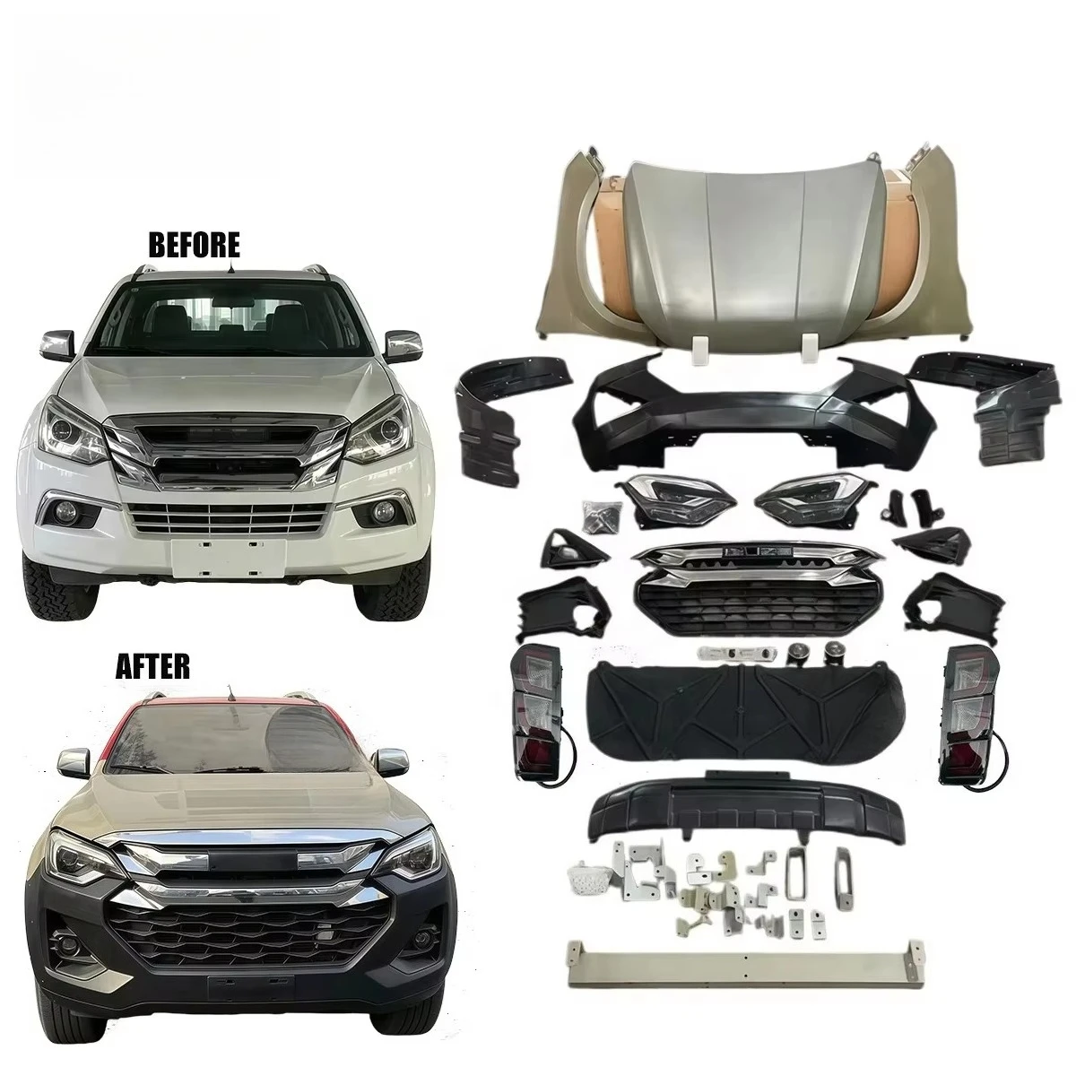 

4x4 Offroad Modified Car Bumper Grille Bodykit Side Skirt Headlight Taillight For ISUZU Dmax 12-18 Full Facelift Parts