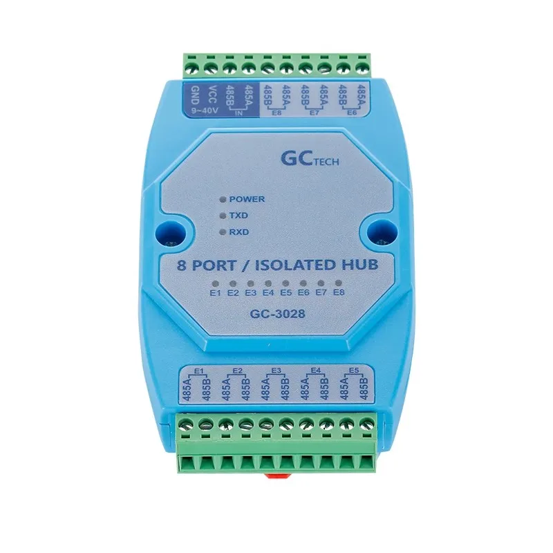 8-Port 485 Hub 8-Way Repeater Distributor Photoelectric Isolation Lightning Protection Anti-Interference