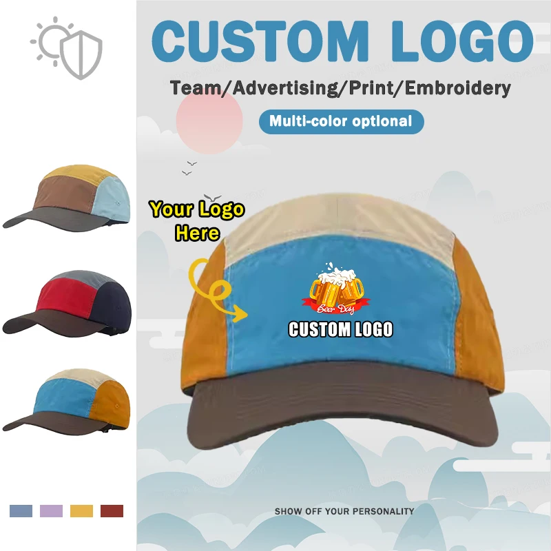 

Summer New Quick-drying Mesh Baseball Cap Customizable Lgoo Outdoor Leisure Sunscreen Retro Color Matching 5-panel Men's Hat