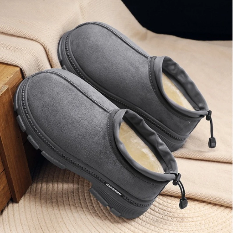 

Winter Snow Boots Man Fashion Designer Fur Boots Flat Chelsea Keep Warm Boots Plush Slip-on Outdoor Casual Cotton Shoes Woman
