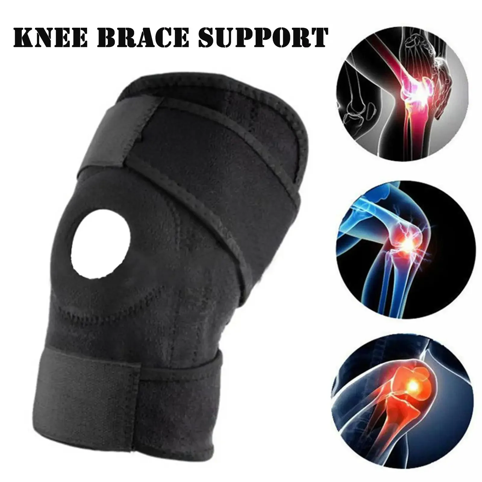 1PC Knee Brace Support Sleeve Adjustable Open Patella Stabilizer Protector Nylon Wrap for Arthritis Meniscus Tear Running Sports