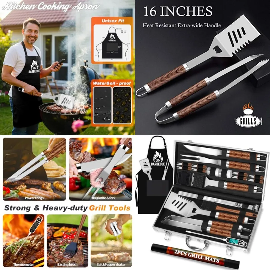 

26pcs Grilling Gifts for Men, Dad Gifts for Father's Day, Stainless Steel BBQ Grill Accessories Tools Set, Heavy Duty BBQ Utens