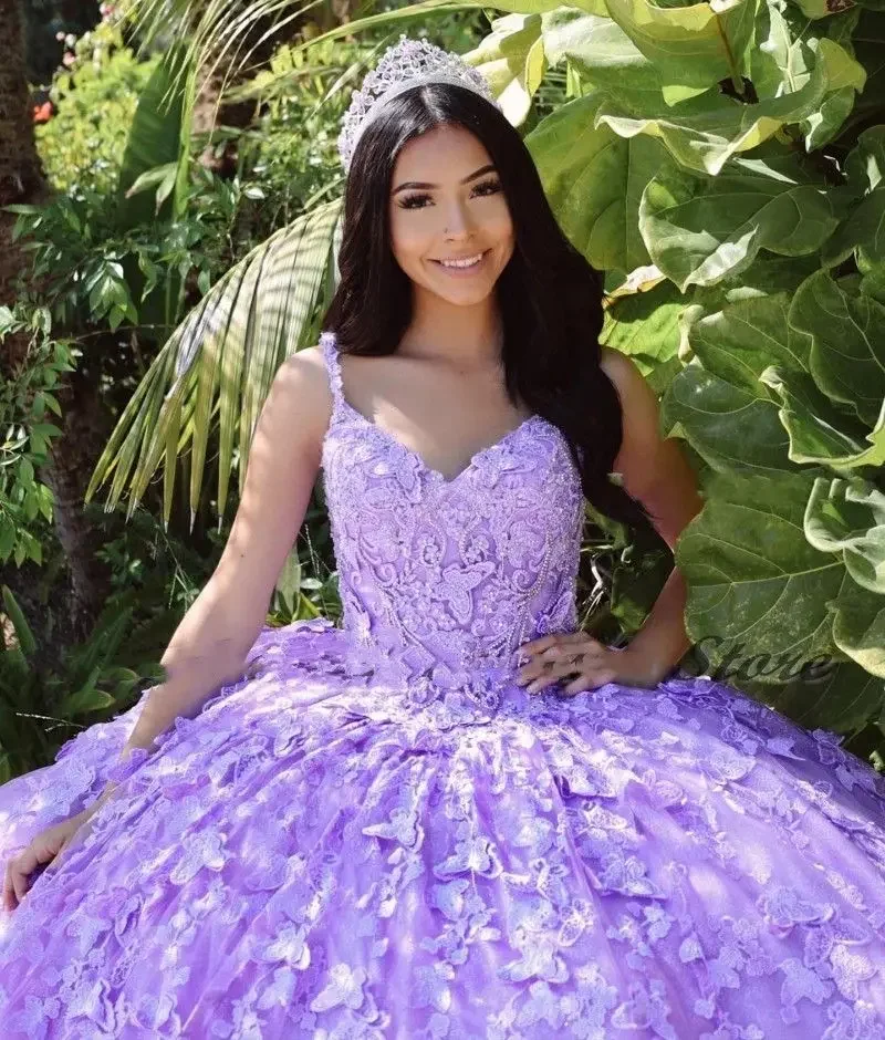 Angelsbridep Customized Lilac Ball Gown 15 Year Old Quinceanera Dresses Spaghetti Straps Girl Prom Party Dress Vestidos De Festa