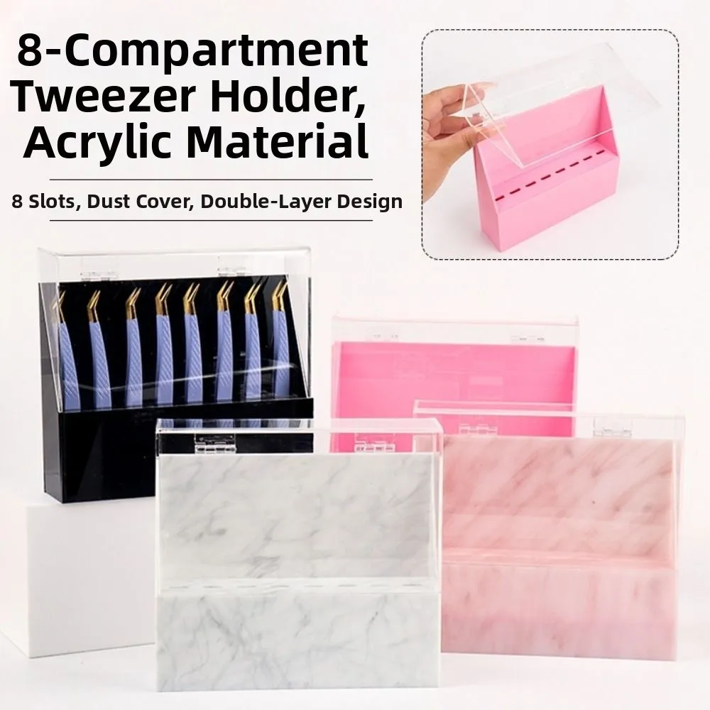 8 Holes Tweezers Storage Box Large Capacity High Quality Eyelash Extension Tweezers Rack Thicken Dustproof Tweezers Organizer