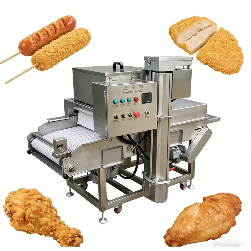 Industrial Chicken Powder Machine for Chicken Nuggets Fish Meat Patty Breadcrumb Coating Processing Equipment