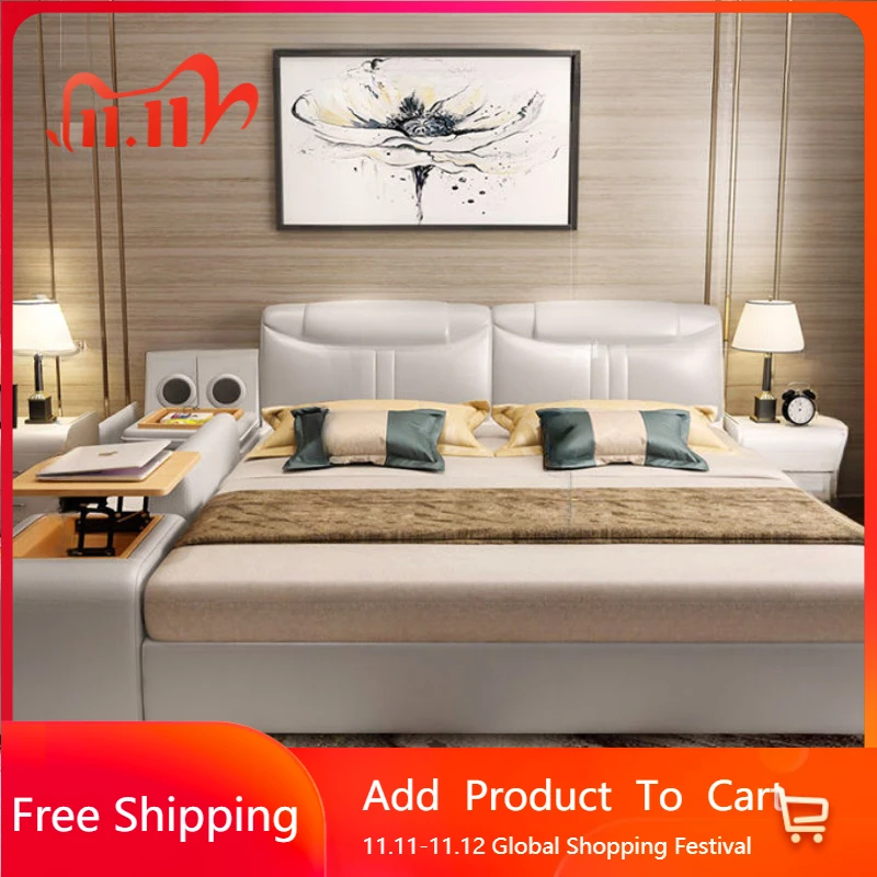 

Минималистичная европейская двуспальная кровать, современный каркас изголовья King, двуспальная кровать для сна, креативная постмодернистская мебель Letto Matrimoniale