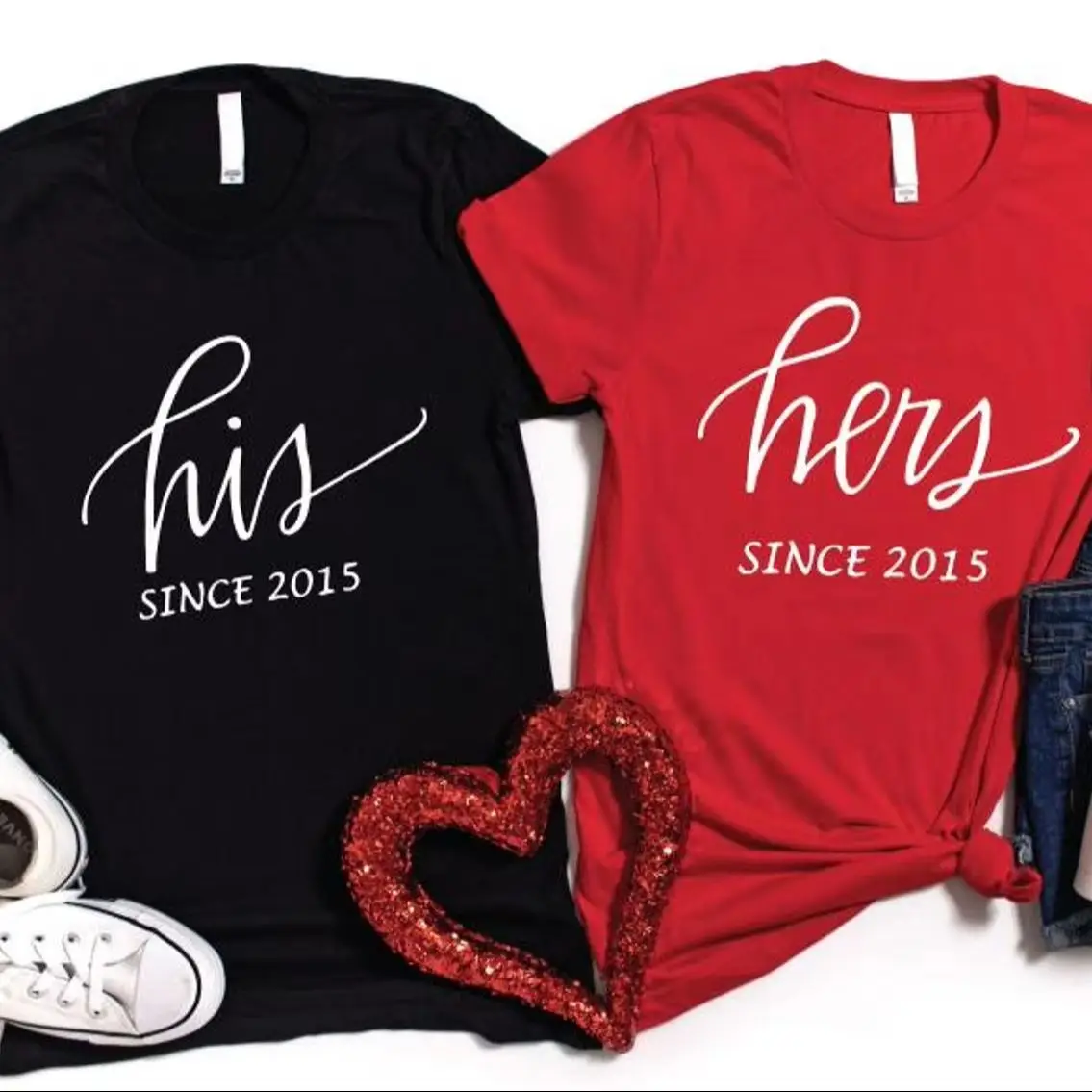

Personalized Couples Matching Shirts Design Name Together Date Tee His and Hers Shirt Valentines Day Anniversary Wedding Gift