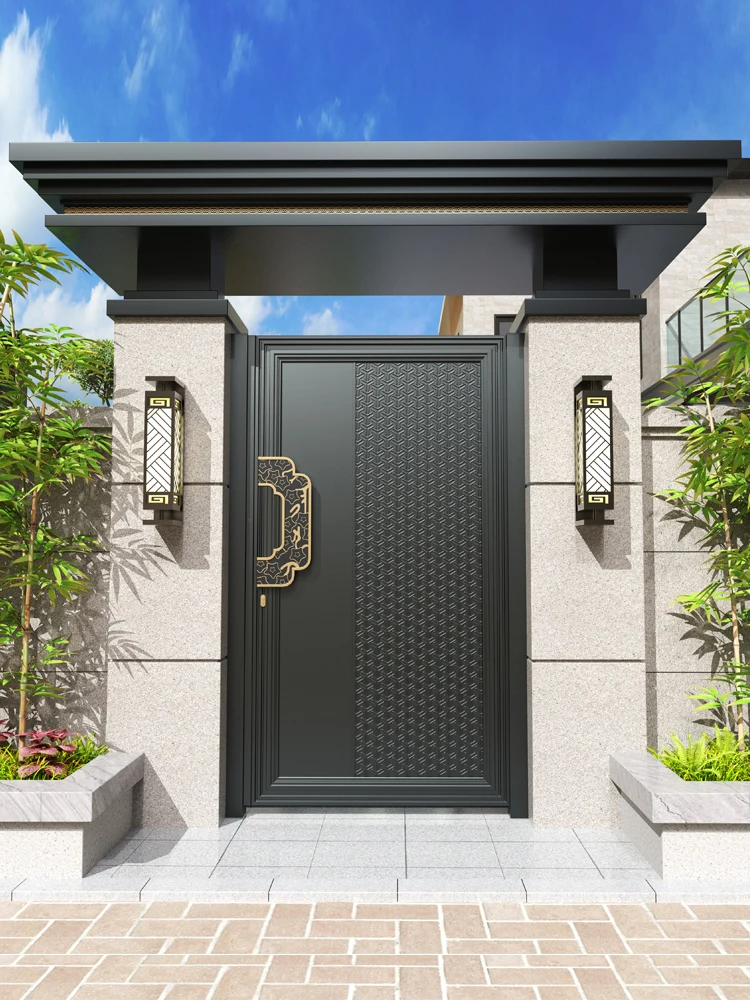 Porte de jardin en aluminium sculpté, porte de Villa, porte électrique divisée en aluminium, maison 