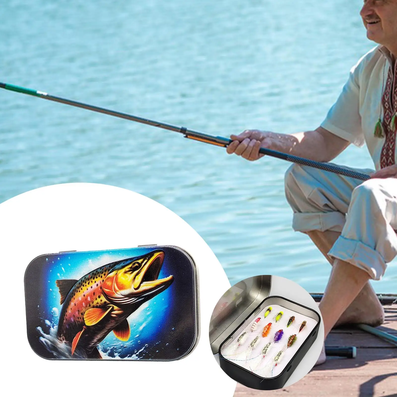 Portable Durable Fly Fishing Flies Box Practical Fly Hook Box Metal Sturdy Fishing Tackle Box,Fishing Tackle Organizer Accessori