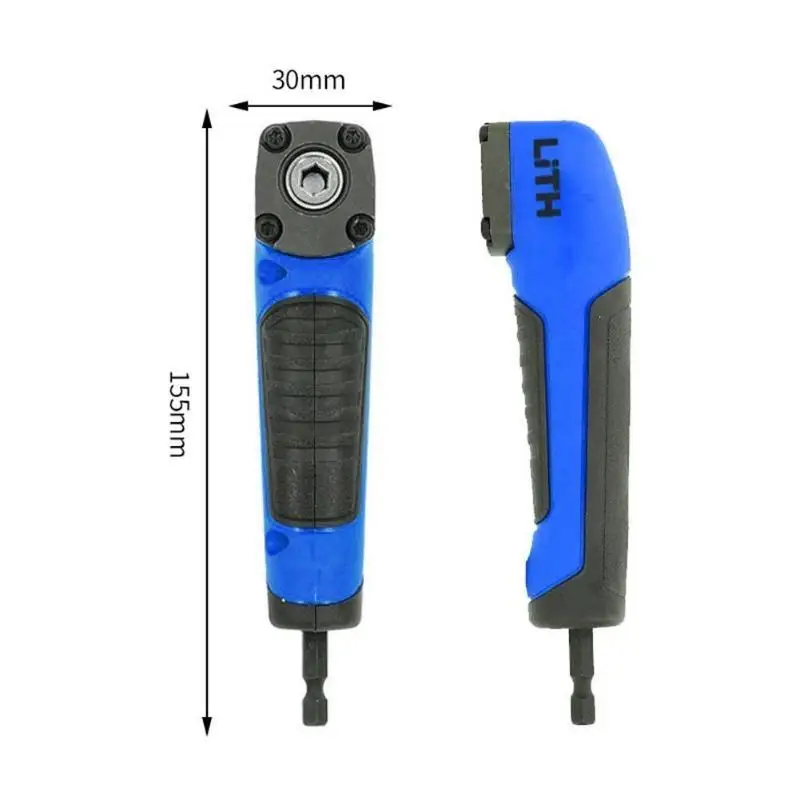 1/4 Inch Hex 90° Right Angle Drill Adapter Magnetic Screwdriver Bit Holder Extension Socket Driver Attachment Repair Tool