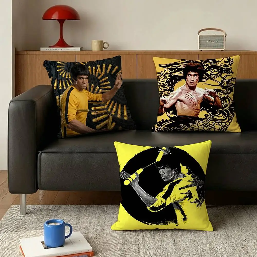 B-Bruce L-Lee Li Xiaolong Kung Fu   Various Sizes Square Pillow Case For Car Home Bedchamber Decor