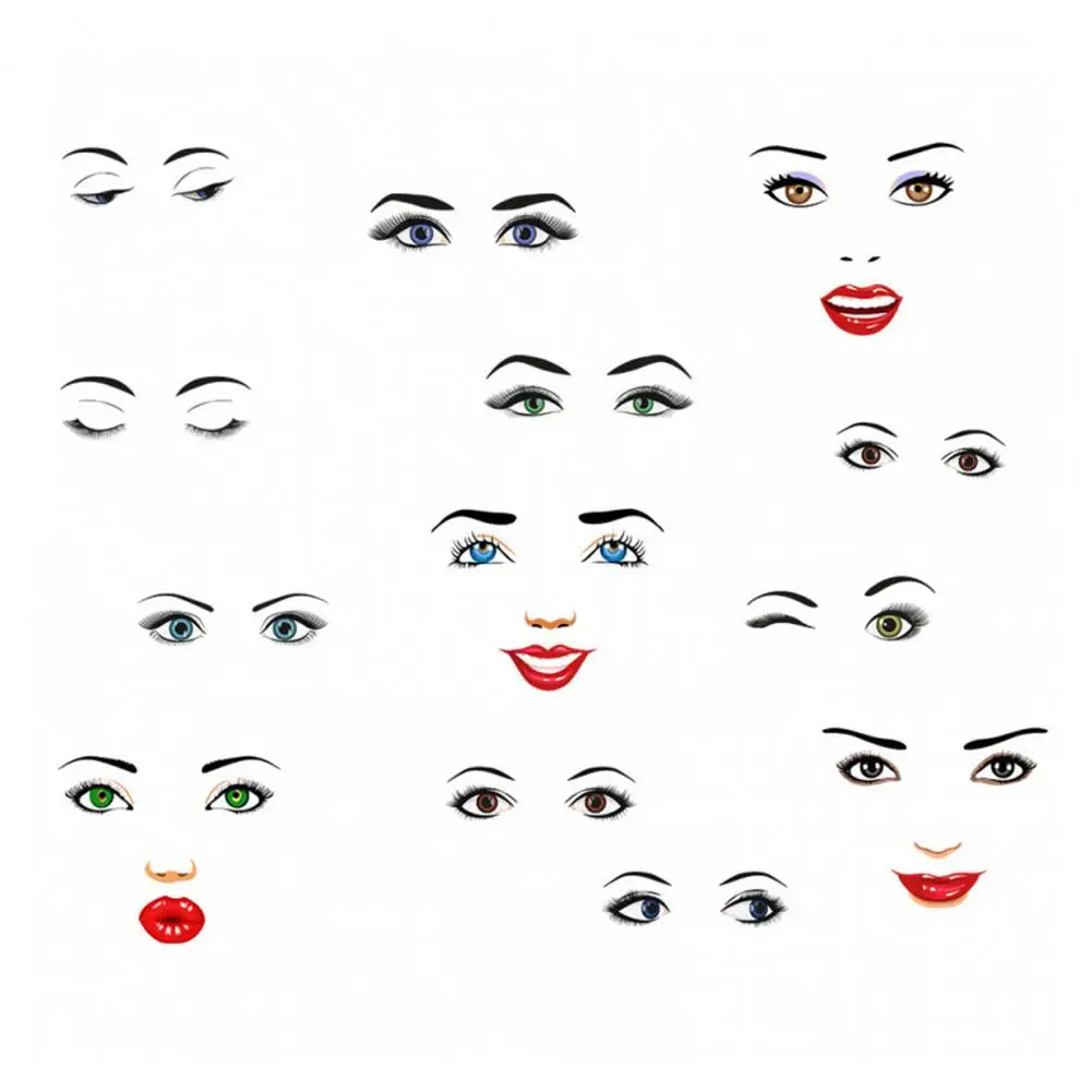 Diy Decoration Decal Waterproof Face Expression Stickers Self-adhesive Pvc Decals for Diy Crafts Women’s Facial Feature