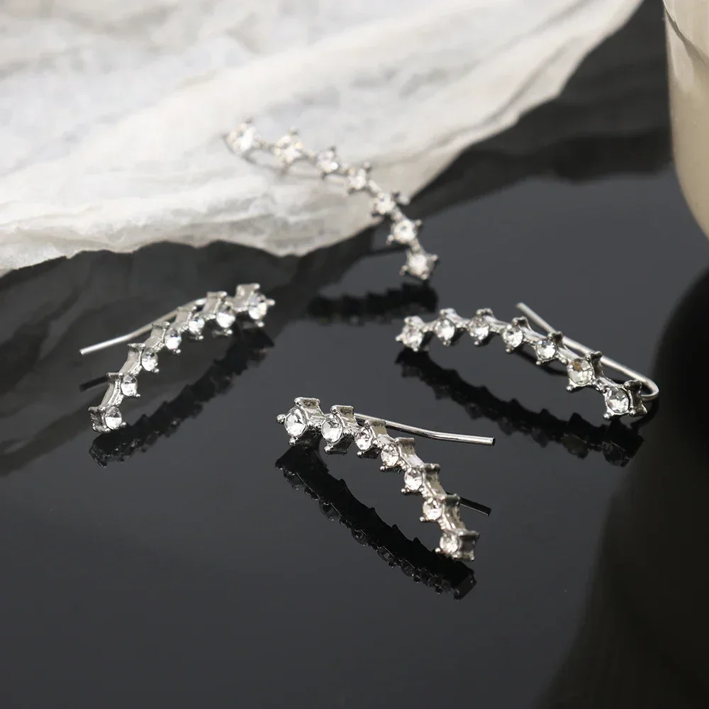 Big Dipper Zircon Earrings Long Dipper Ear Hook Clip on Earrings for Women Fashion Round Shiny Elegant Earrings Jewelry Gifts