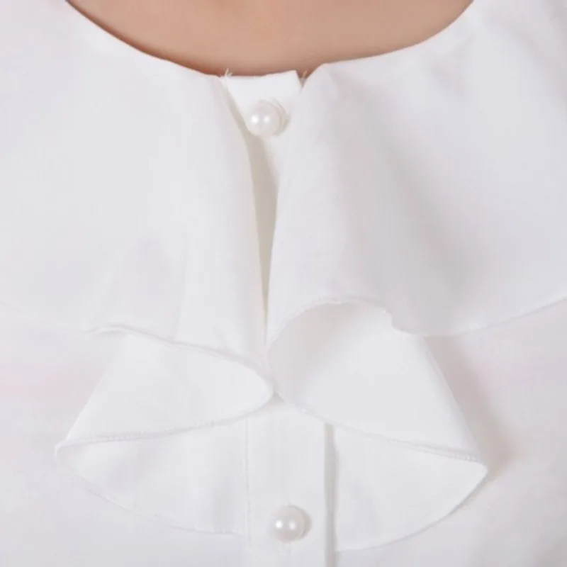 New Arrival 2026 Chiffon Short Sleeve Female Blouse Shirt Fashion Ruffles Ladies White Black Office Blouses Women Clothes