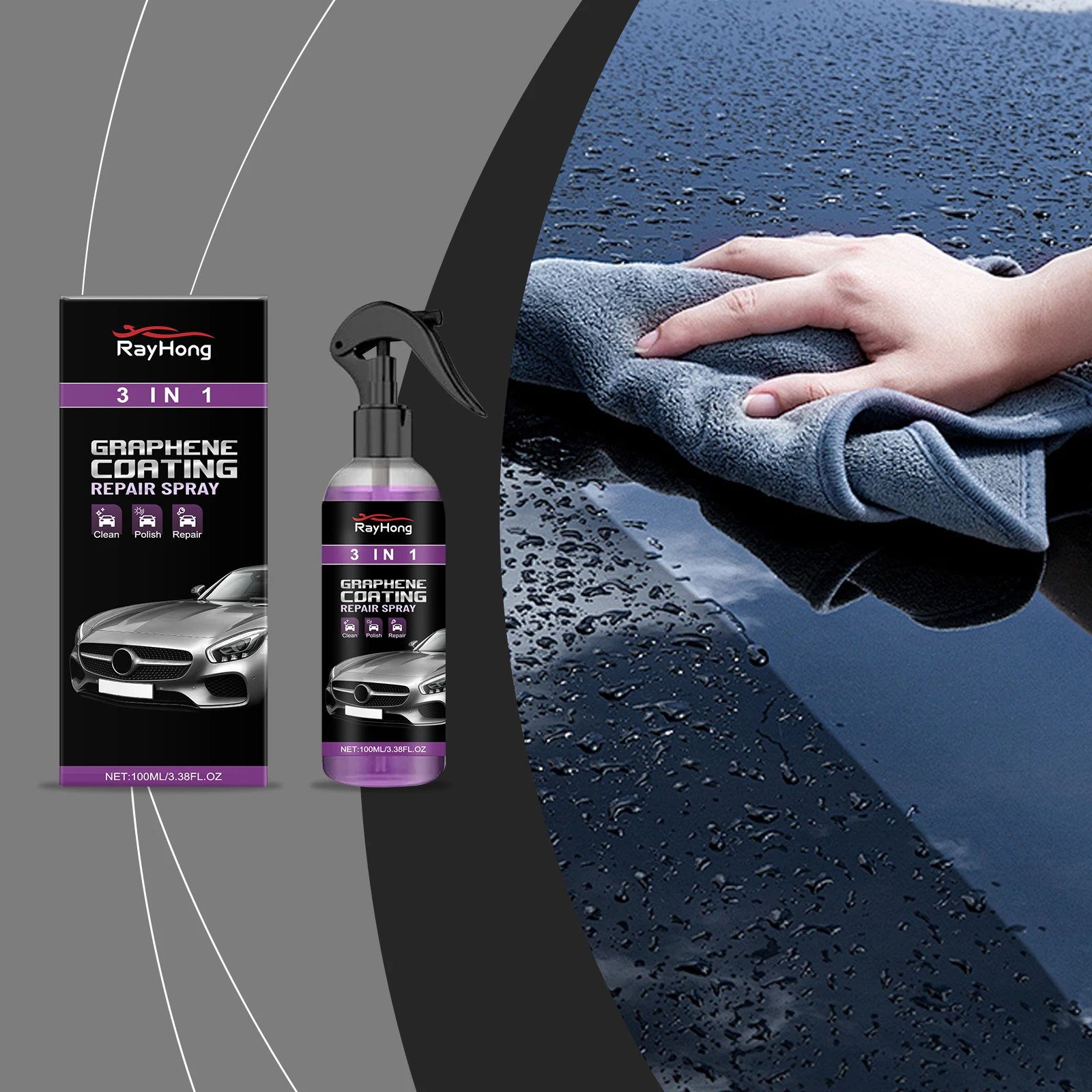 

3-in-1 Car Nano Coating Spray – Waterproof, UV Protection & Gloss Enhancer – Easy Apply Paint Sealant for All Car Types
