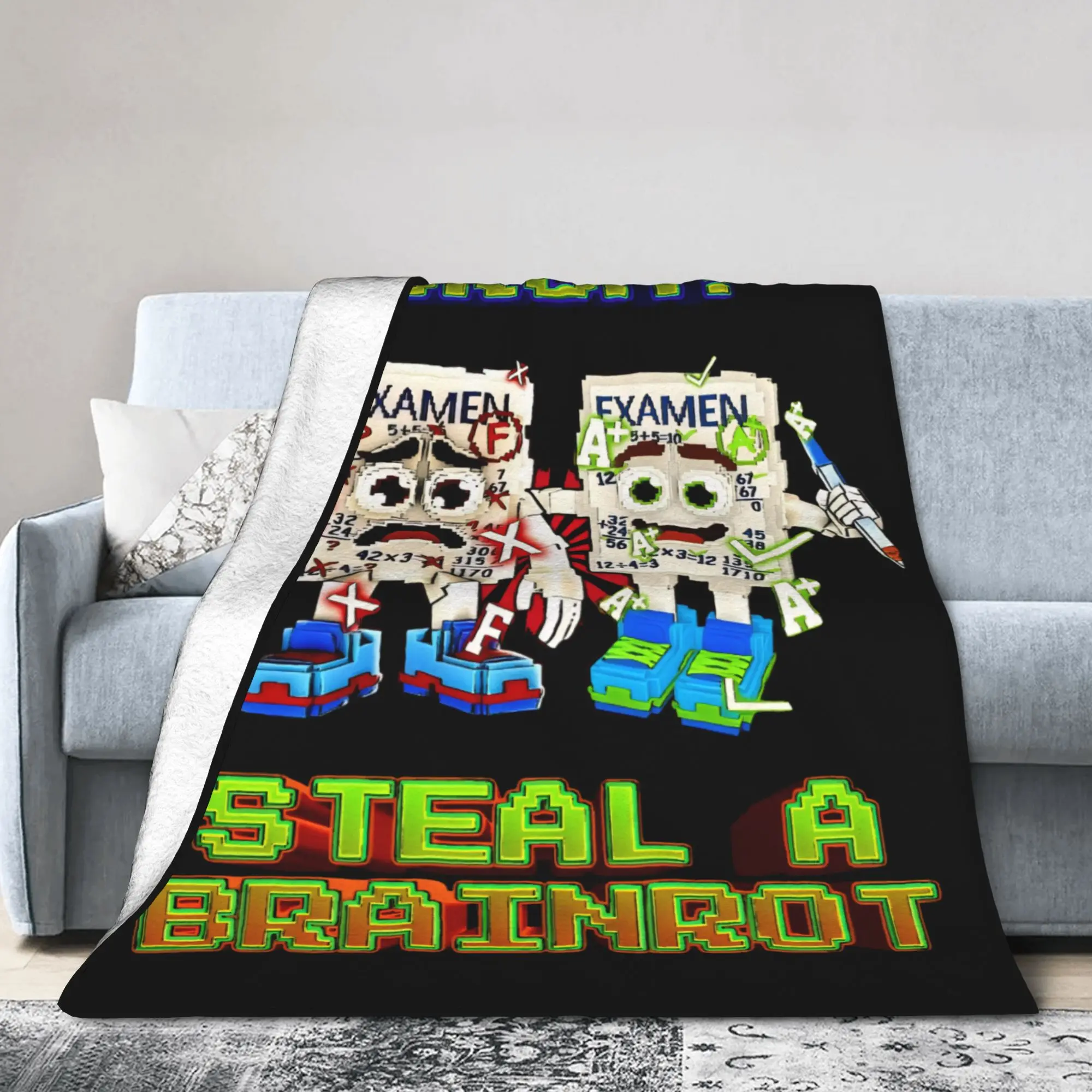 Bruh Yess Noo My Examen Brainrot سرقة بطانيات Brainrot الصوف متعددة الوظائف سوبر لينة رمي بطانية للمفارش السرير