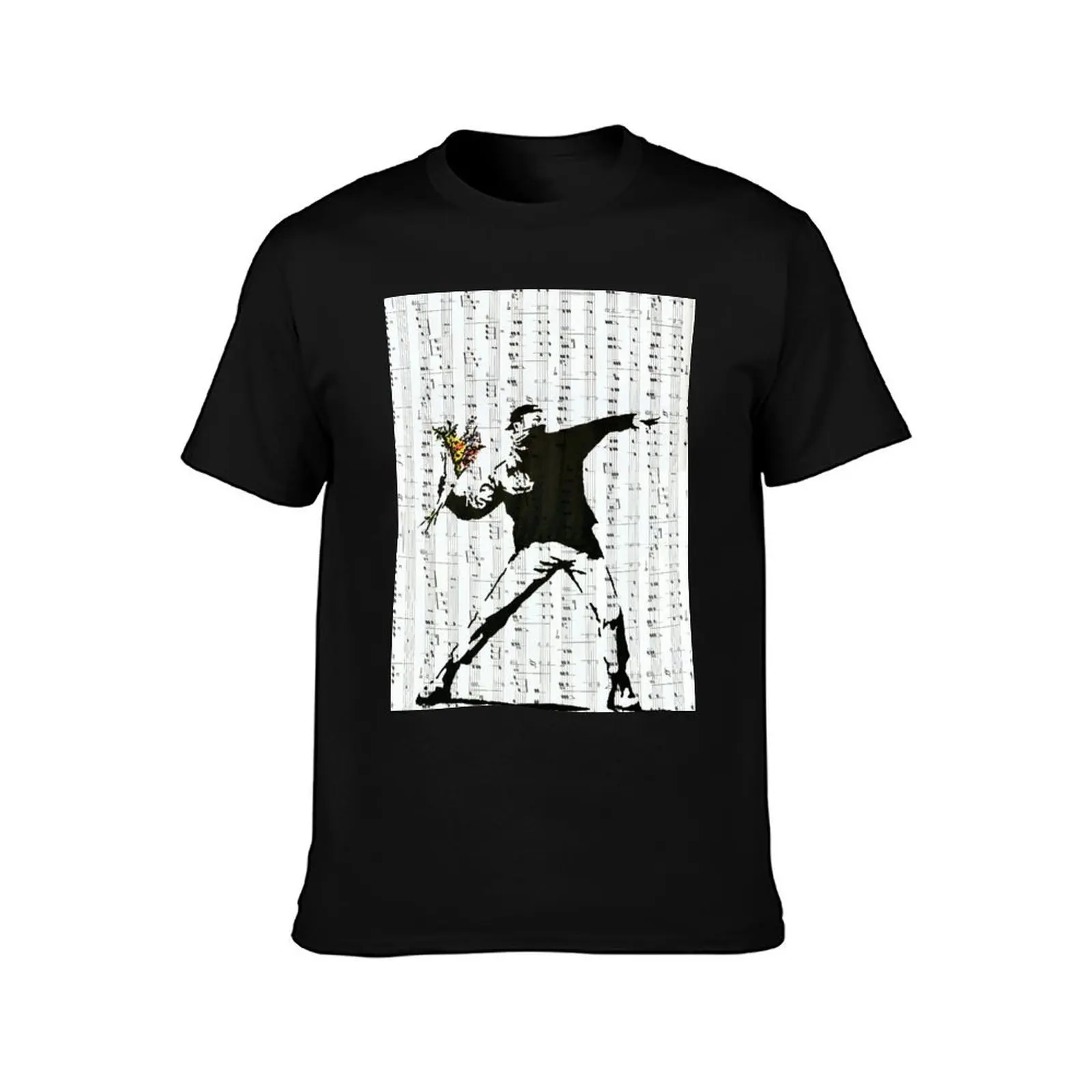 Rage - The Flower Thrower by Banksy, Street Art Work T-Shirt quick drying oversized t shirt big and tall t shirts for men