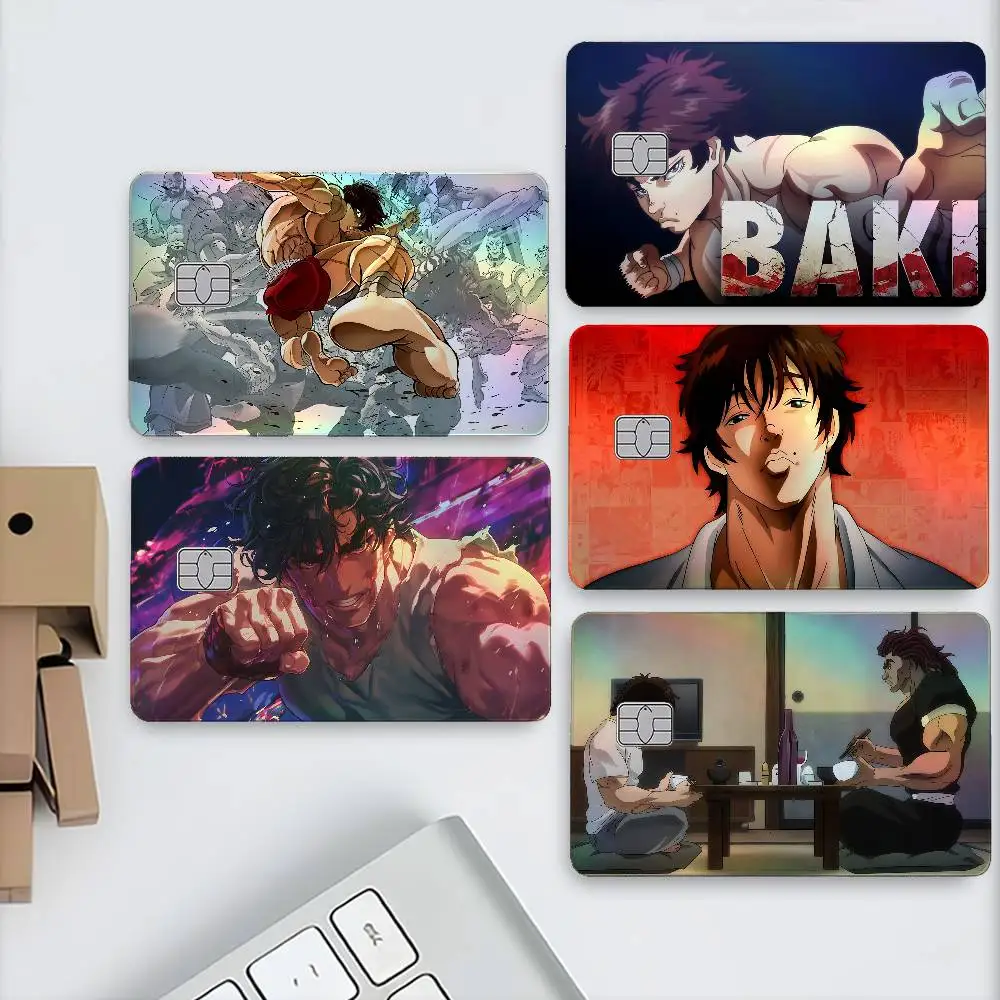 Classic Japanese Anime B-Baki Laser Holographic Card Skin Sticker For Credit Debit Cards - 4pcs/Set Waterproof Scratch-Resistant