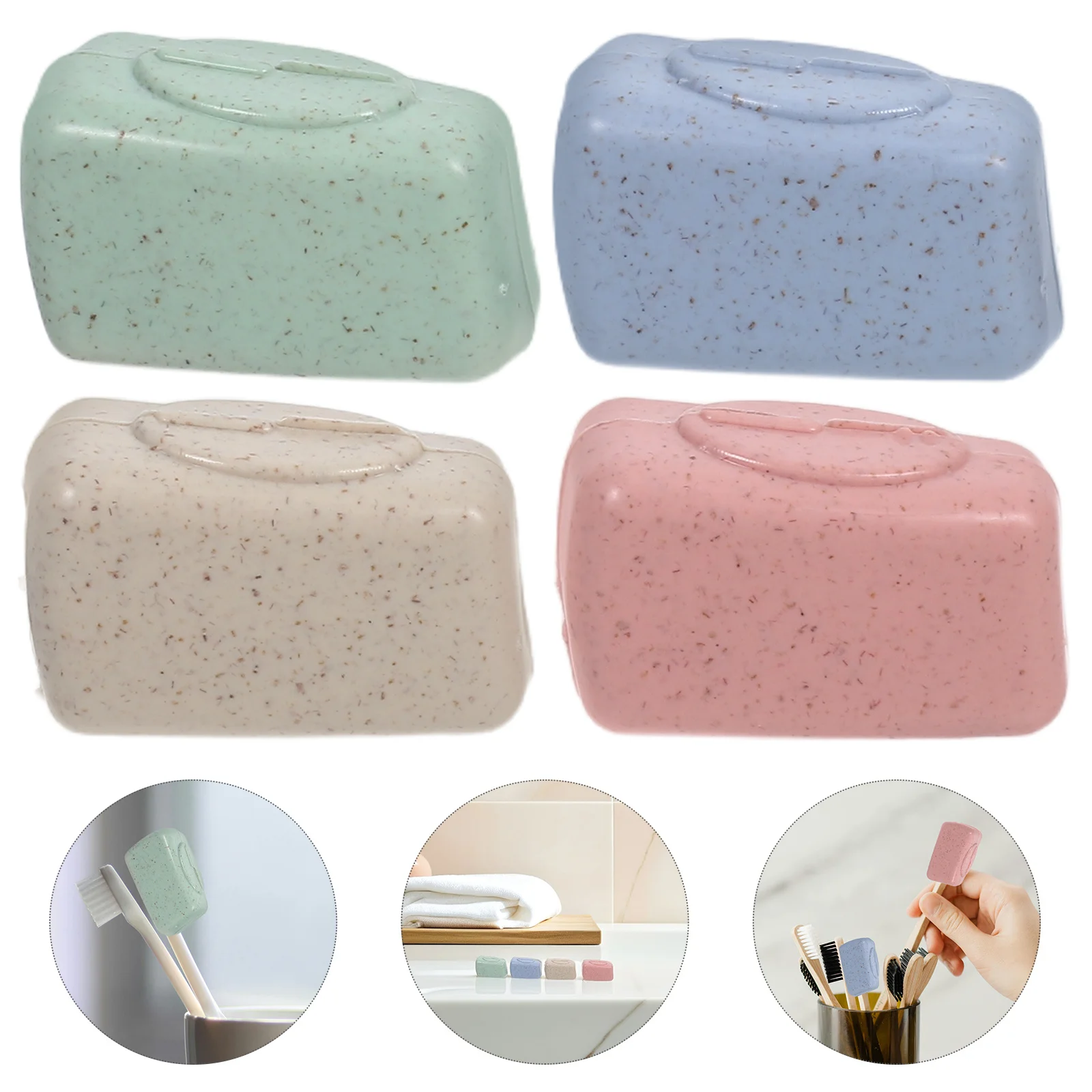 

4Pcs Toothbrush Protective Cap Compact Portable Design Travel Outdoor Camping Waterproof Cover Holder Toothbrush Cover