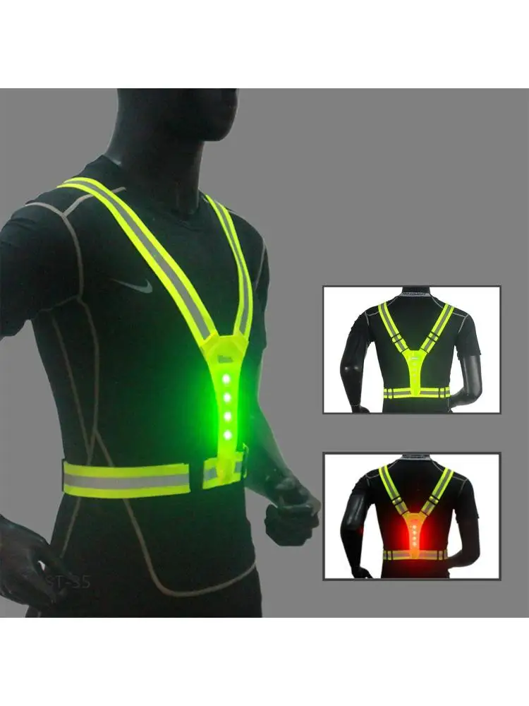 AliExpress VKTECH LED Reflective Running Vest Adjustable Elastic Flashing LED High Visibility Reflective Vest Cycling Security Vest for Running an