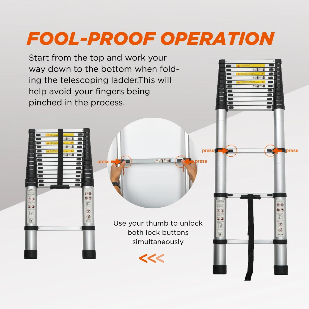 

Telescoping Ladder 14.5FT,Telescopic Extension Ladder,Aluminum Alloy Folding Ladder Portable Multi-Purpose for Indoor Outdoor