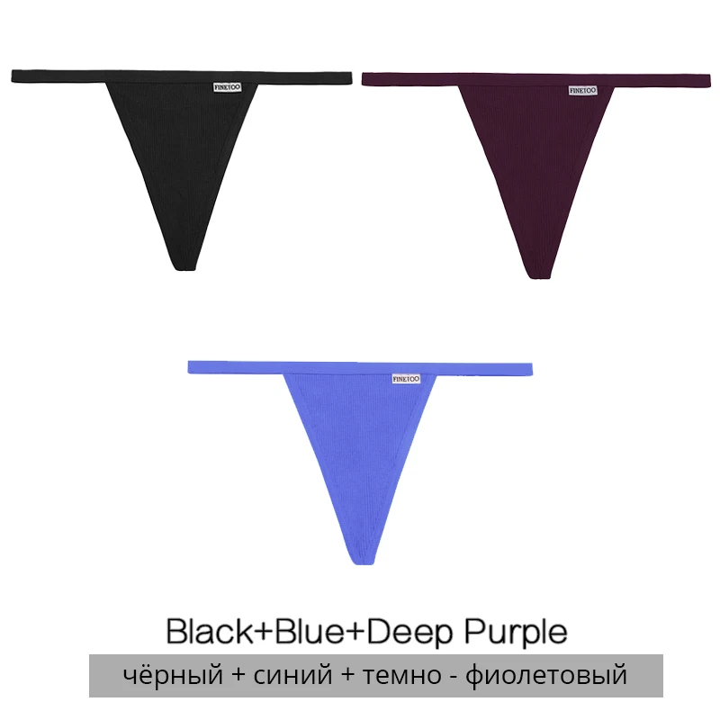 FINETOO Baumwolle Tangas Frauen 3 Teile/satz Sexy Low-Rise T-Back Unterwäsche M-XL Feamle G-string Höschen Bequeme Dessous 10 farben