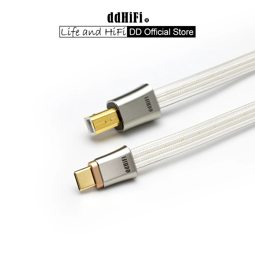 DD ddHiFi TC19BC (Comet) Flagship Pure Silver Cavo di segnale digitale da USB-B a USB-C OTG, design parallelo a quattro fili, 95 cm