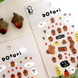 Korean Import Original BONITO Kawaii Squirrel Acorn Matt Paper Stickers Scrapbooking Diy Journal Stationery Sticker Gift