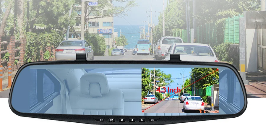 E-ACE Dashcam Auto Dvr 4,3 Zoll Spiegel FHD 1080P Kamera Optional Dual Objektiv DVR Rückspiegel Dash Kamera video Recorder Auto – Detail 7