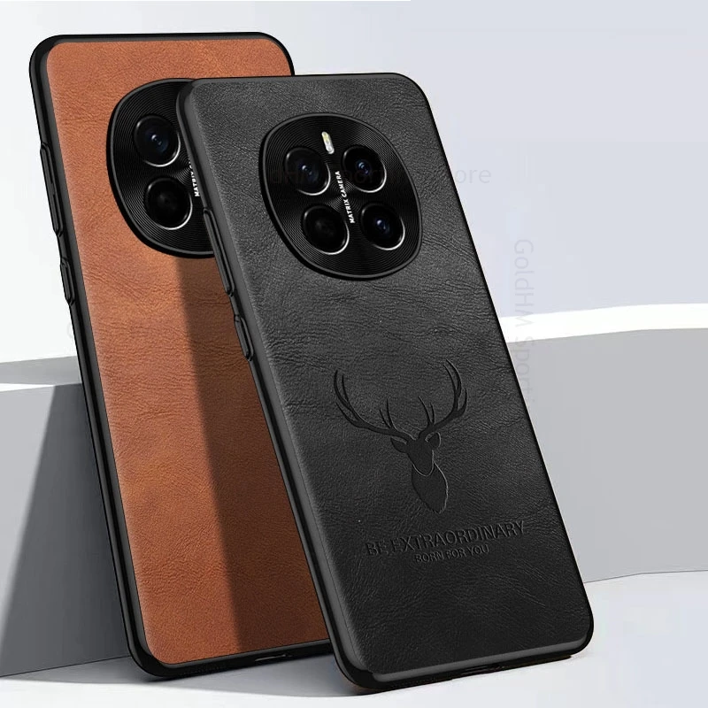3D Cartoon Elk Deer Head Leather Phone Case For Honor Magic 7 Pro Metal Lens Protector Soft Silicone Cover For Magic 7 Pro Capa