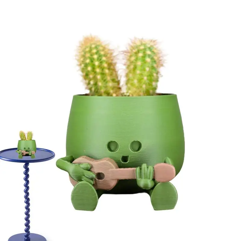 Smiling Plant Pot Smiling Face Succulent Pots Resin Flower Head Planter for Indoor Outdoor Window Sill Desktop Shelf Balcony
