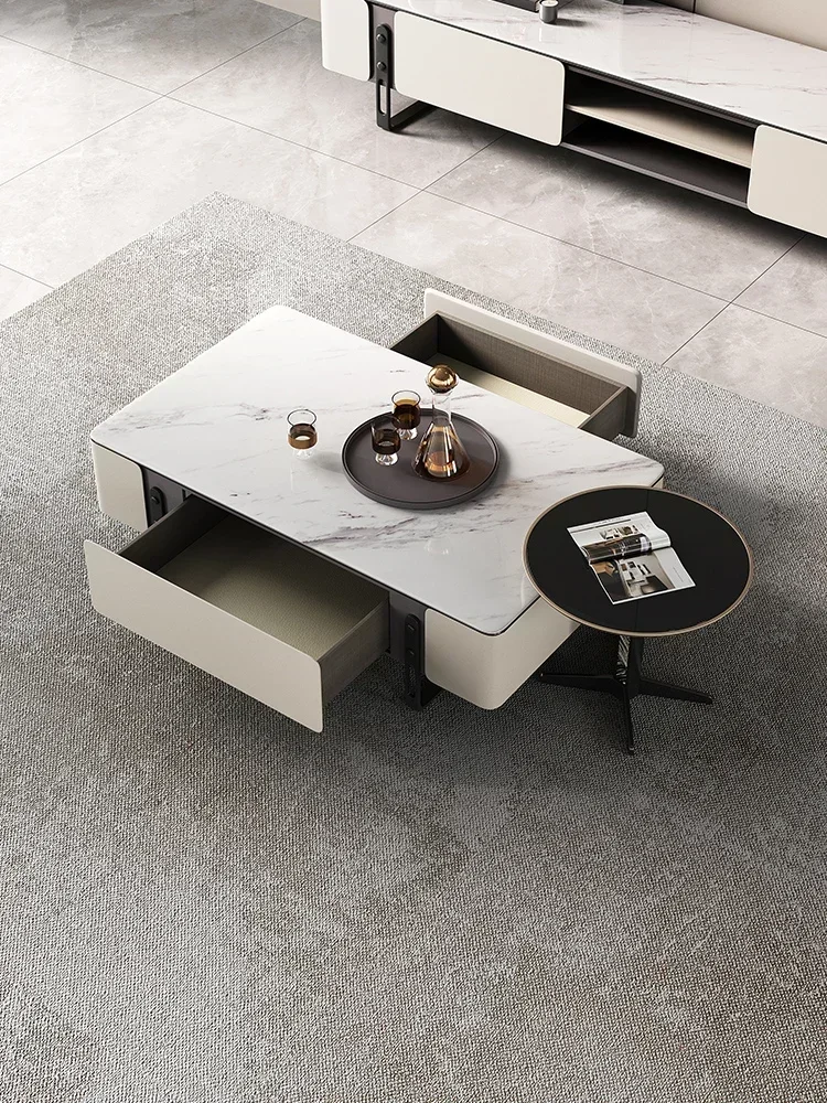 Durable Practical Coffee table, TV cabinet, combination of light luxury, small apartment, rectangular minimalist living room fur