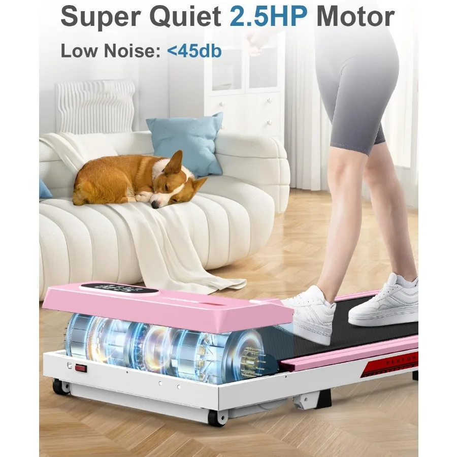 جهاز سير Underdesk للمنزل والمكتب مع مائل يصل إلى 5 ميلا في الساعة يدعم ما يصل إلى 300 رطل، تشغيل فائق الهدوء تحت جهاز تحكم 45 ديسيبل
