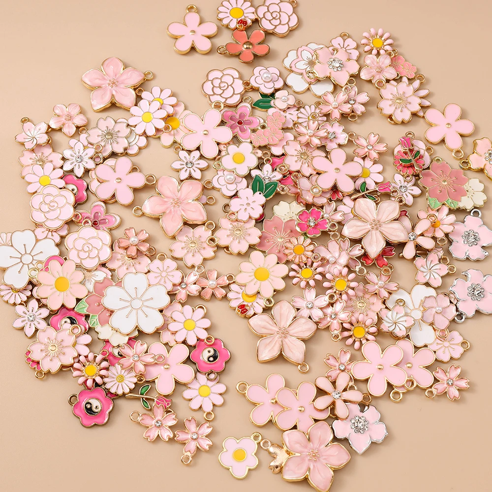 Leslie 20 Stück niedliche grüne Emaille-Blumen-Anhänger für Halsketten, Armbänder, Ohrringe, Schmuckherstellung, Zubehör, DIY-Zubehör – Detail 7