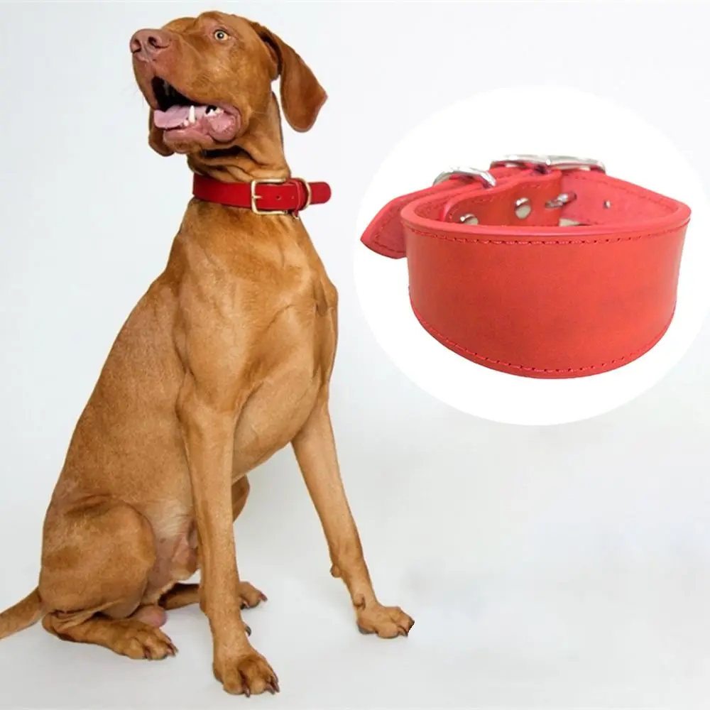 

Adjustable Wide Dog Collar Soft Durable Pet Collars Strap Comfortable Cowhide Leather Dogs Accessories Italian Greyhounds