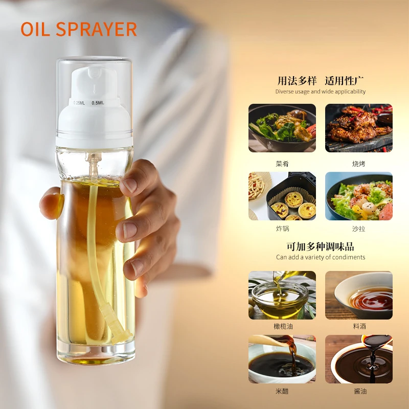 200ml Oil Spray Bottle Camping Barbecue Atomization Empty Bottle Glass Oil Pot Press Seasoning Bottle