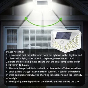 1pc luz solar ao ar livre 100 led lâmpada de parede pir sensor movimento lâmpada à prova dwaterproof água escadas luzes para pátio jardim decoração rua 12 principais vendas luz solar degrau - №11
