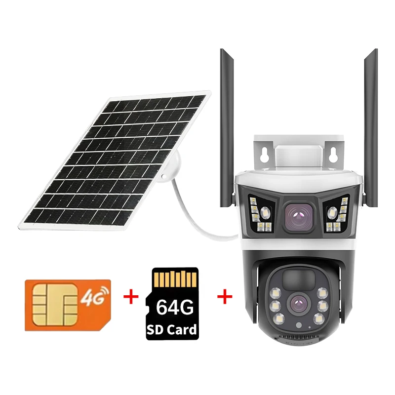 12MP 6K Solar IP Camera 4G Waterproof PTZ