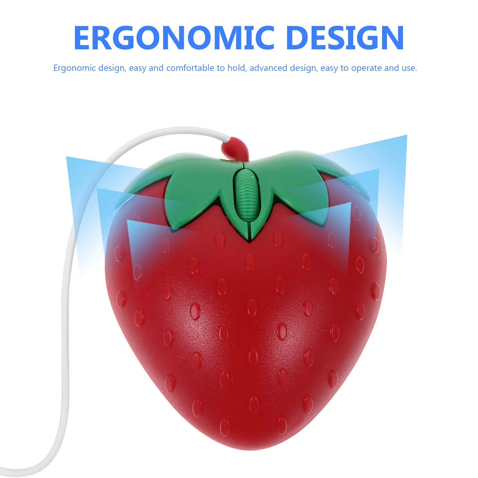 USB Wired Mouse Pink Strawberry Design Cute Ergonomic Shape for Laptop Computer Office Home Travel Easy Operation Comfortable