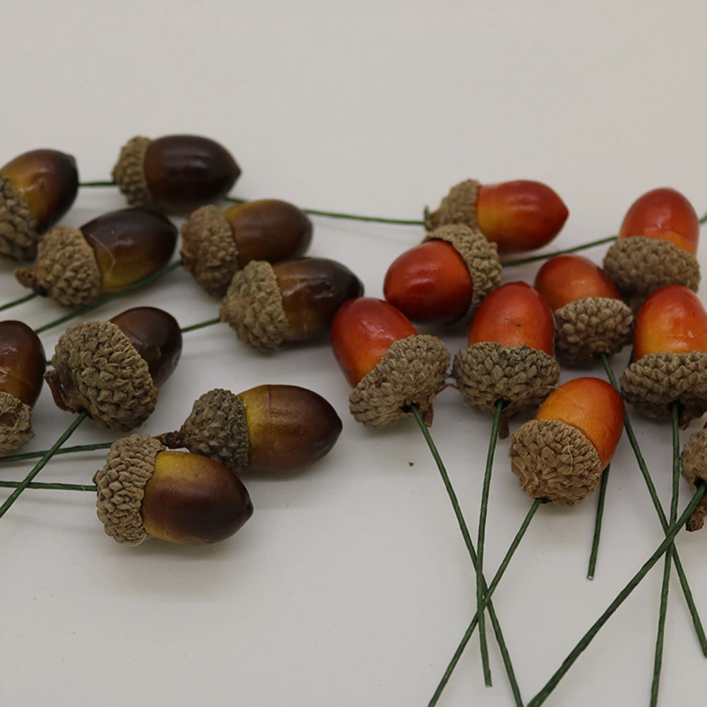 

20Pcs Decorative Artificial Acorns Realistic Natural Cover Foam Bottom DIY Christmas Home Party Autumn Thanksgiving Table