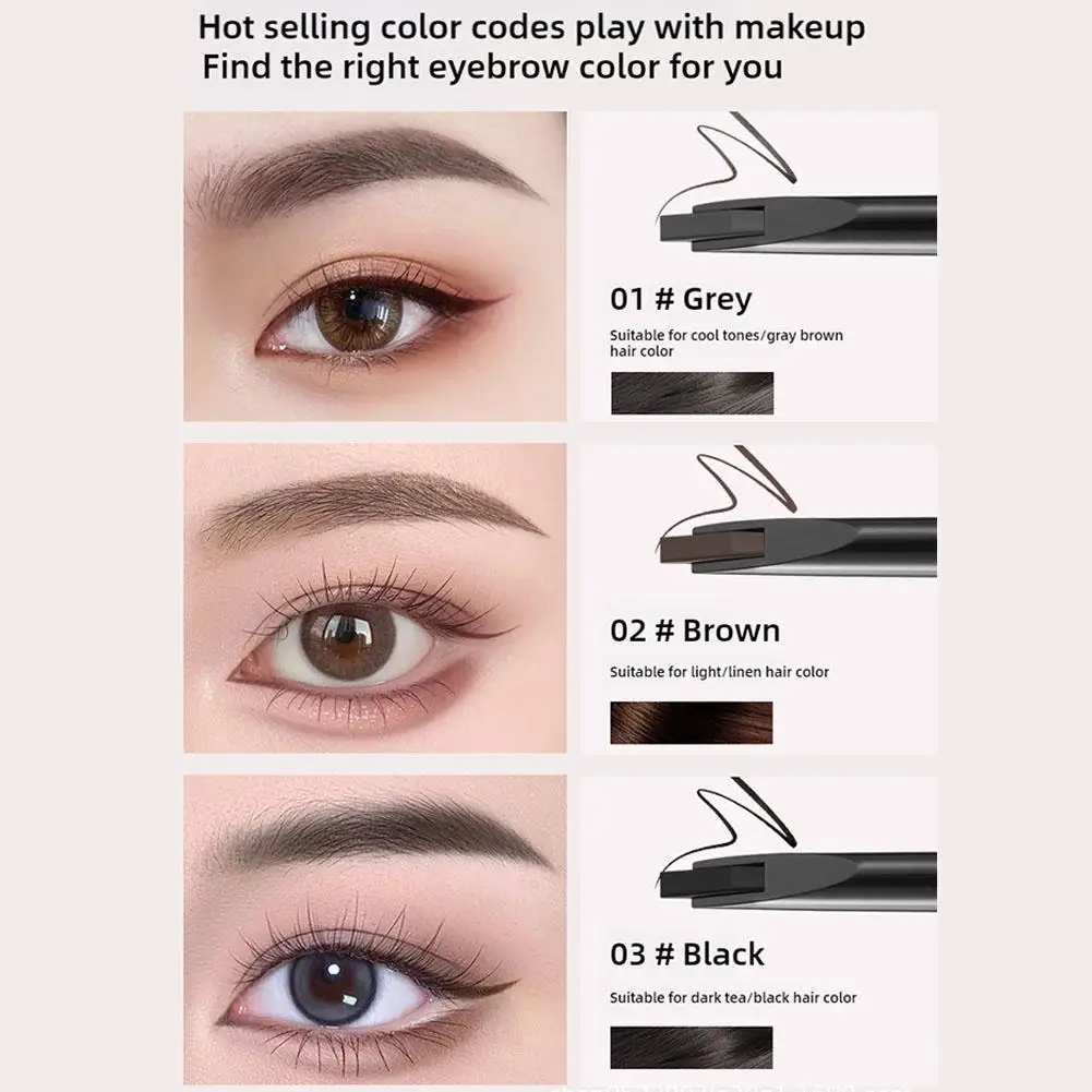 Lápiz de cejas de doble punta extremadamente fino, resistente al agua, a prueba de sudor y a prueba de manchas, herramientas de maquillaje de belleza suaves que no se decoloran, 1 Uds.