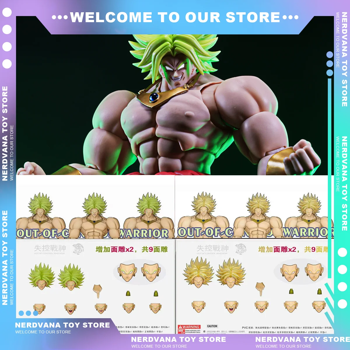 Custom Head Broly Super Saiyan DKO Toys Beast Deities Broly Out of Control Warrior Broly Heads Kits Accessories Action Figure