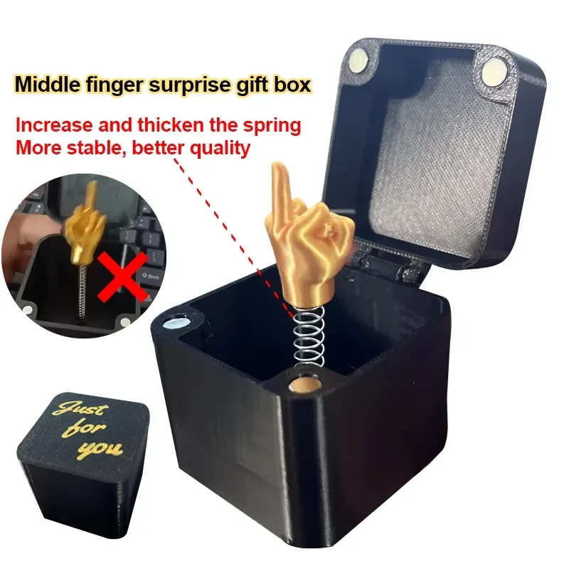 New Middle Finger InBox CreativeFunny Decorative Crafts 3d Printing Middle Finger Christmas Gift Boxs Family Game Gift Funny Toy