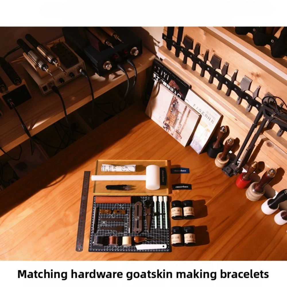 2025 hot sale Handmade leather goods tool set H home leather bracelet DIY leather material bag hand sewing package cowhide bag p