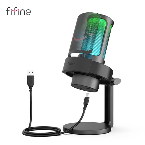 FIFINE A8 RGB студийный микрофон с подсветкой и высоким качеством звука — внешний вид товара