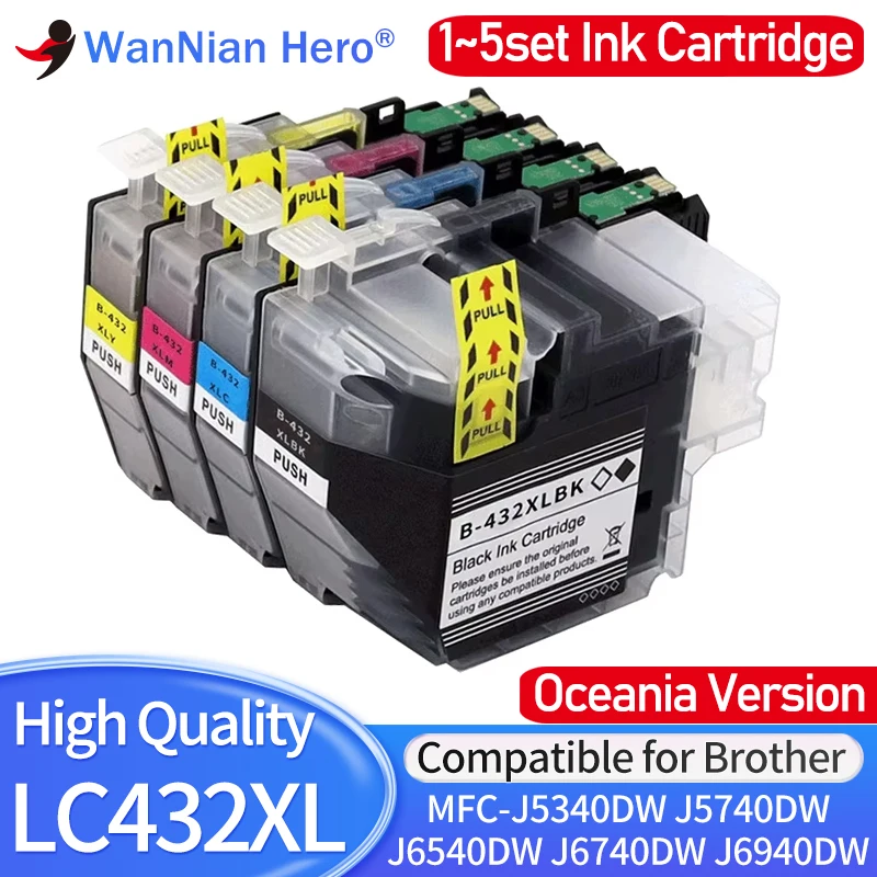 1~5set LC432 LC432XL LC-432XL LC-432 Compatible Inkjet Ink Cartridge For Brother MFC-J5340DW J5740DW J6540DW MFC-J6940DW J6740DW