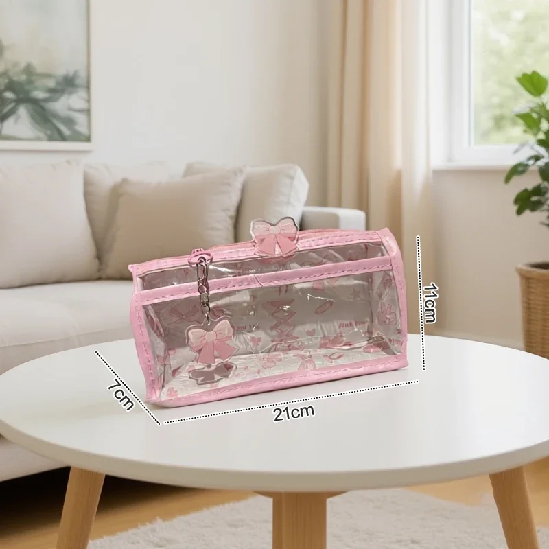 

Мультяшный полупрозрачный пенал, многослойная вертикальная сумка для хранения канцелярских принадлежностей большой емкости, школьные принадлежности, косметичка