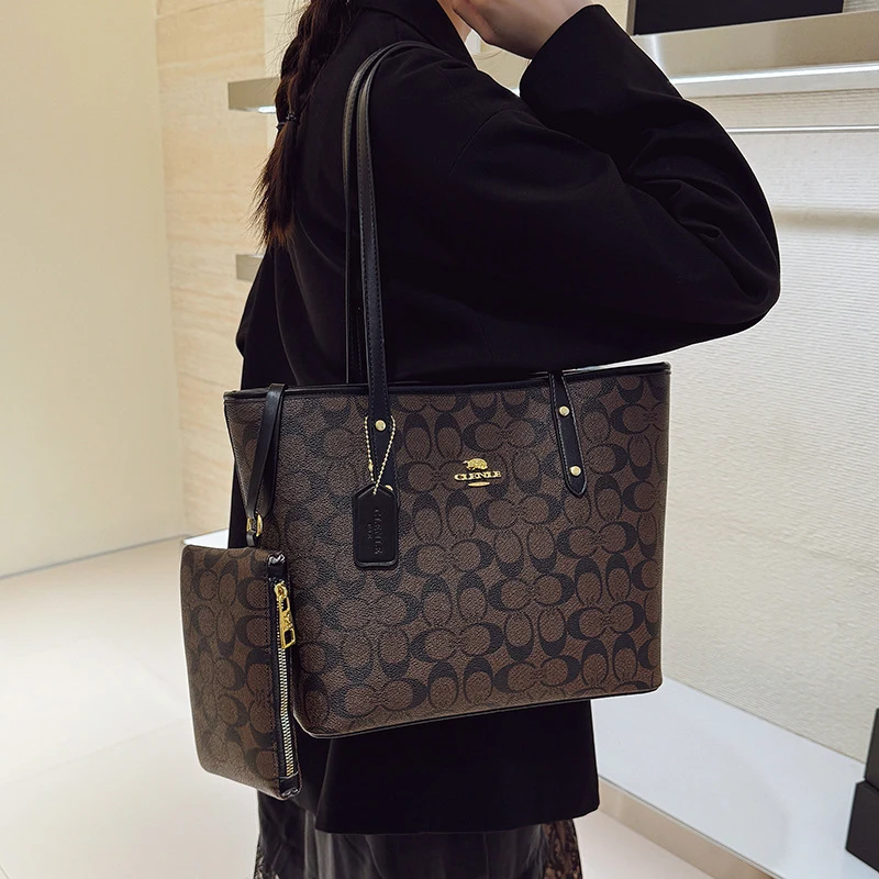Women's Bag 2026 New high-quality printed tote bag, light luxury vintage shoulder bag, fashionable and elegant handbag